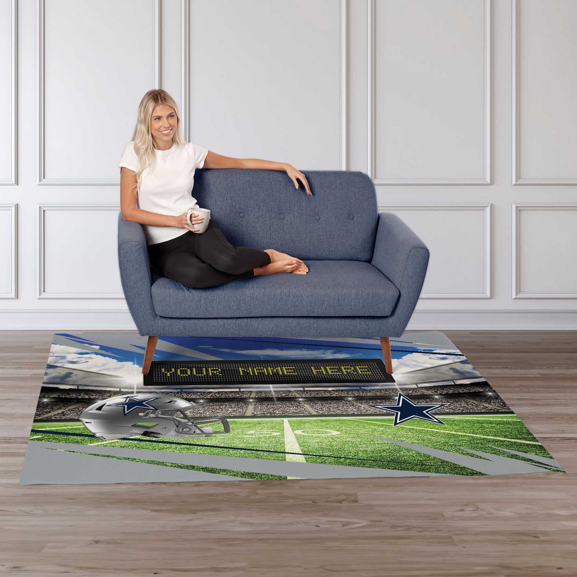 NFL Dallas Cowboys Scoreboard Personalized Washable Rug 62x84 Inches