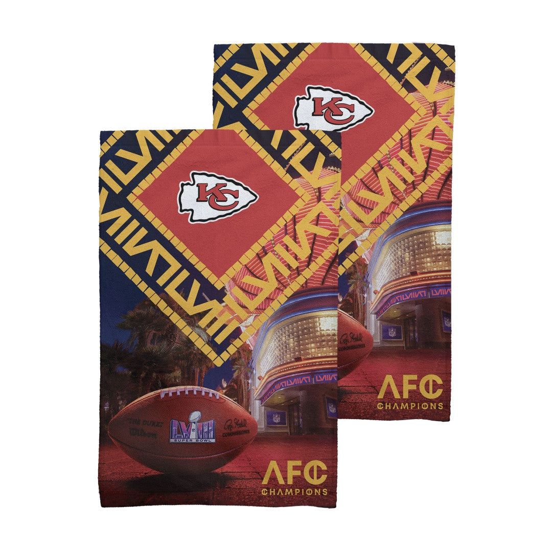 NFL Super Bowl 58 Kansas City Chiefs Arrival Participant Fan Towel 2 Pack 16 x 25 Inches