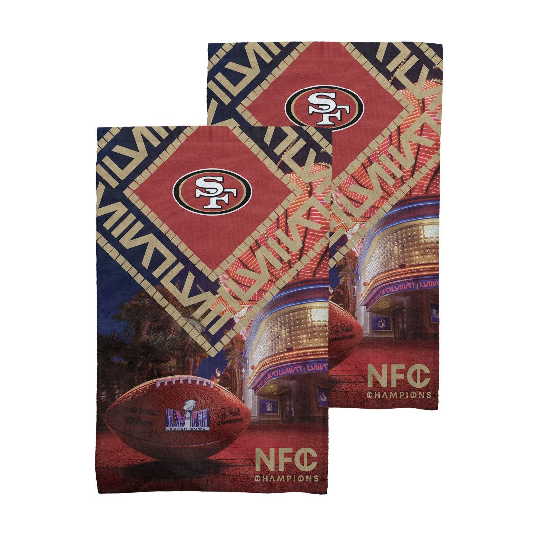 NFL Super Bowl 58 San Francisco 49ers Arrival Participant Fan Towel 2 Pack 16 x 25 Inches