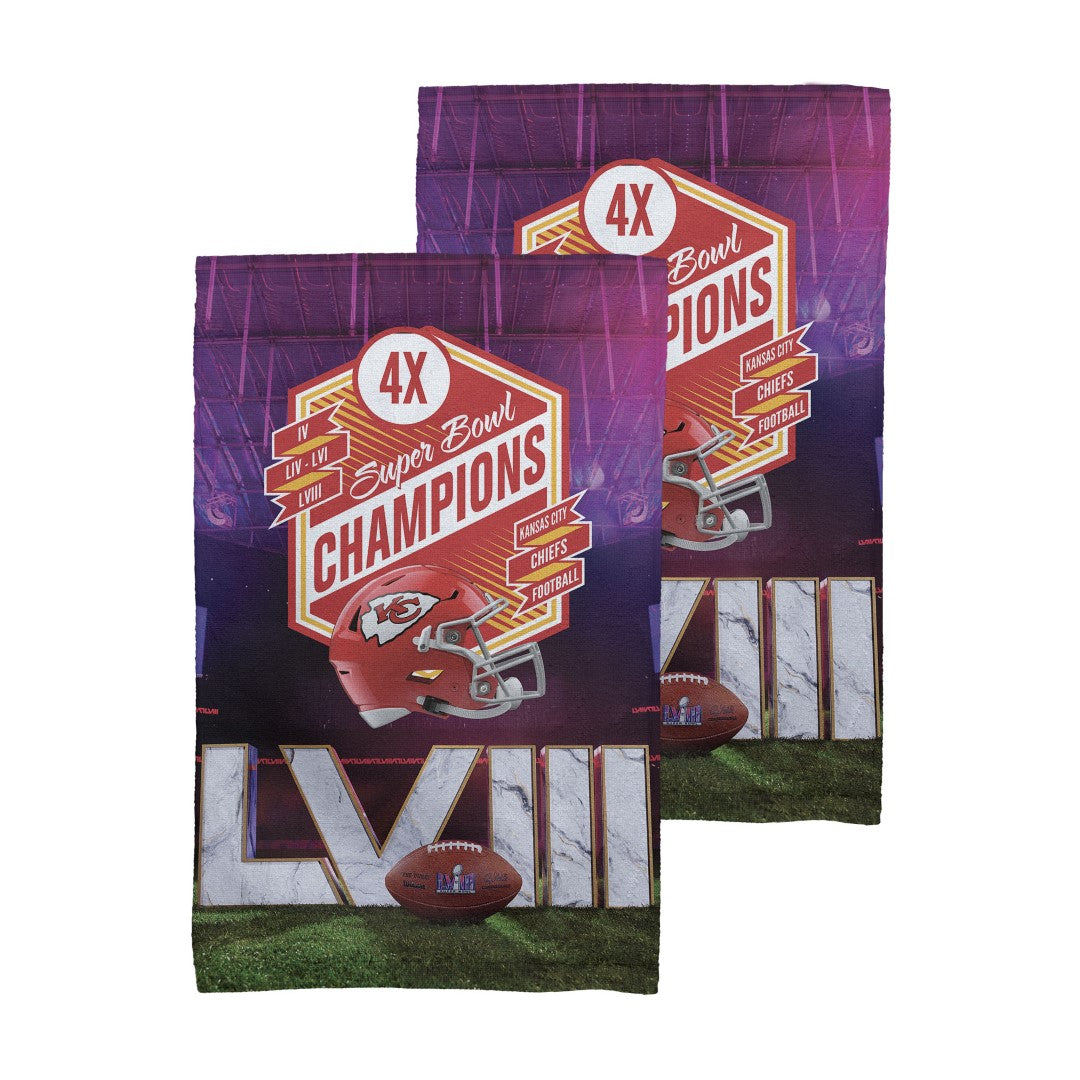 NFL Super Bowl 58 Kansas City Chiefs Re Take Multi Champs Fan Towel 2 Pack 16 x 25 Inches