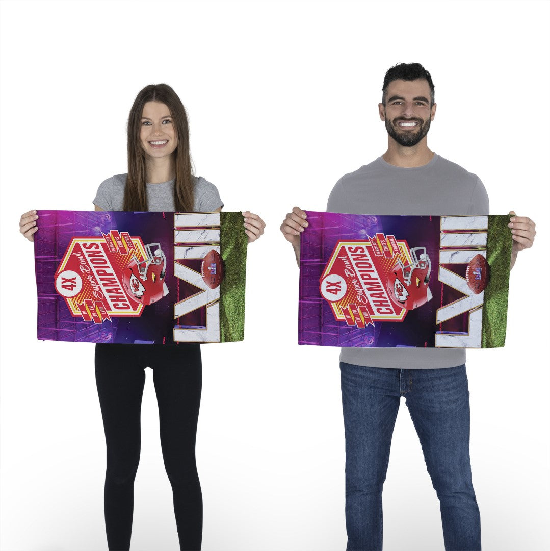 NFL Super Bowl 58 Kansas City Chiefs Re Take Multi Champs Fan Towel 2 Pack 16 x 25 Inches