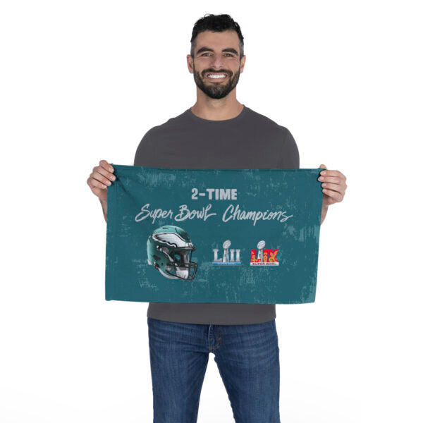Philadelphia Eagles NFL 2025 Super Bowl LIX Multi Champ Conquerors Fan Towel 2 Pack 16X25 Inches