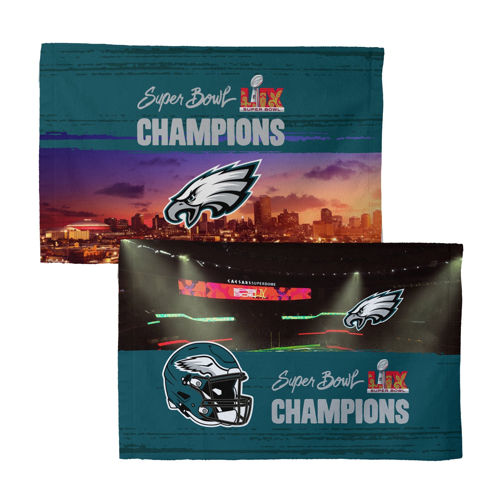 Philadelphia Eagles NFL 2025 Super Bowl LIX Overview Fan Towel 2 Pack 16X25 Inches