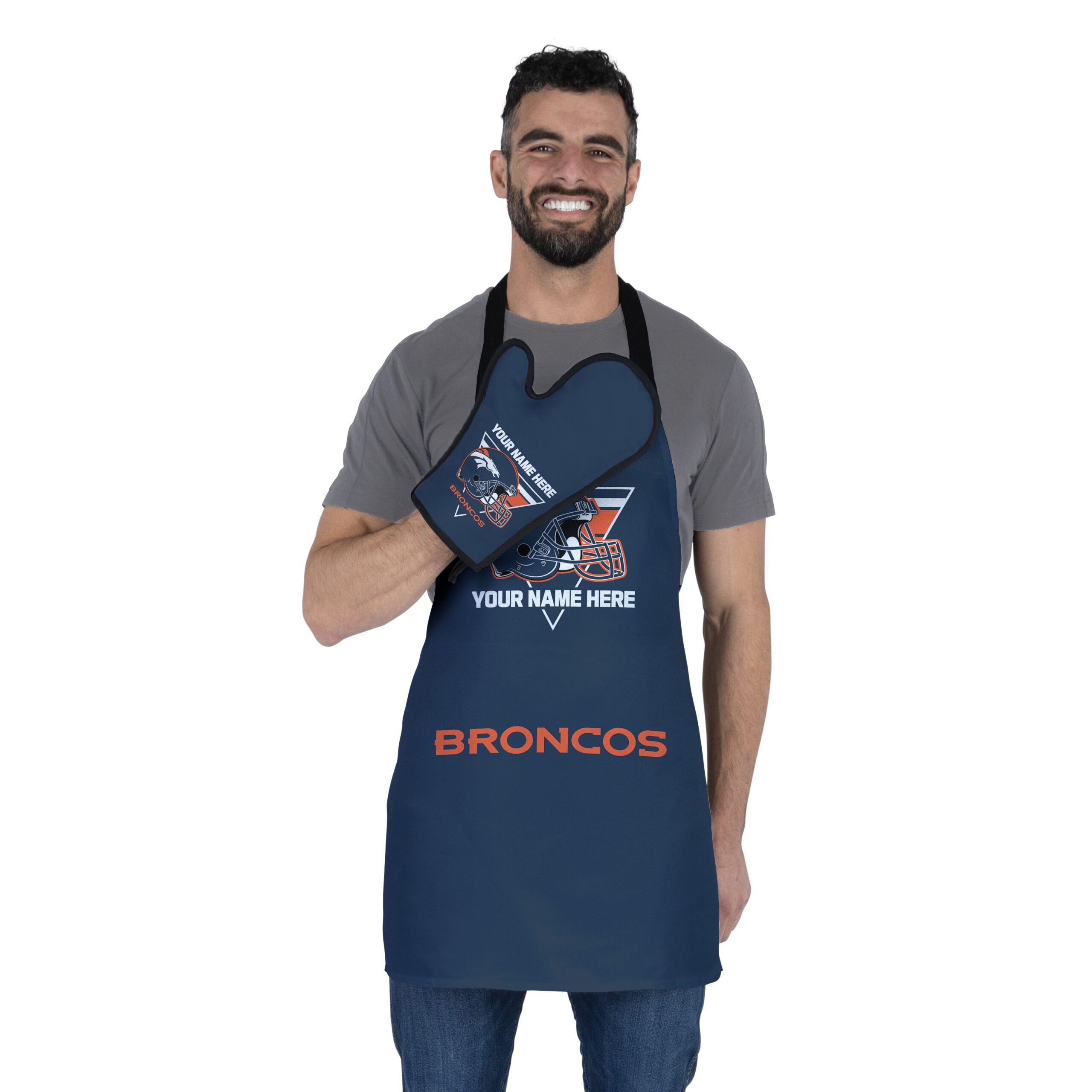 NFL Denver Broncos Personalized Apron BBQ Mitt Set