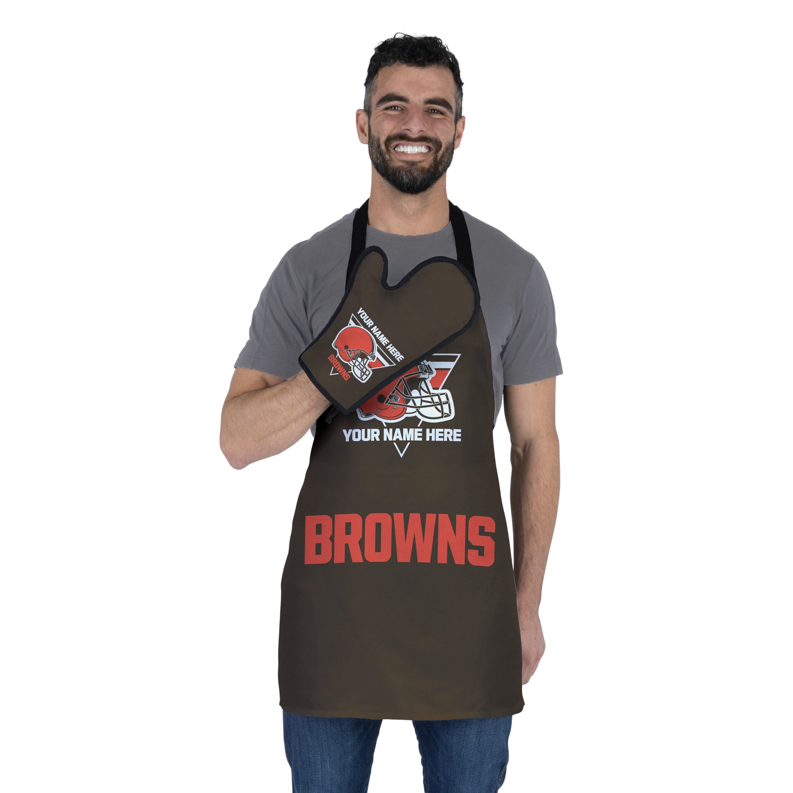 NFL Cleveland Browns Personalized Apron BBQ Mitt Set