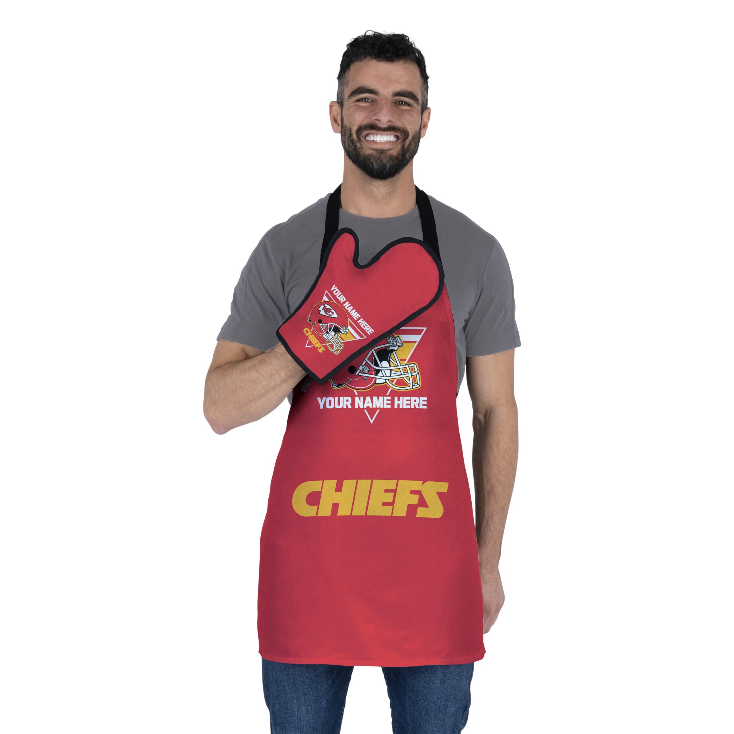 NFL Kansas City Chiefs Personalized Apron BBQ Mitt Set