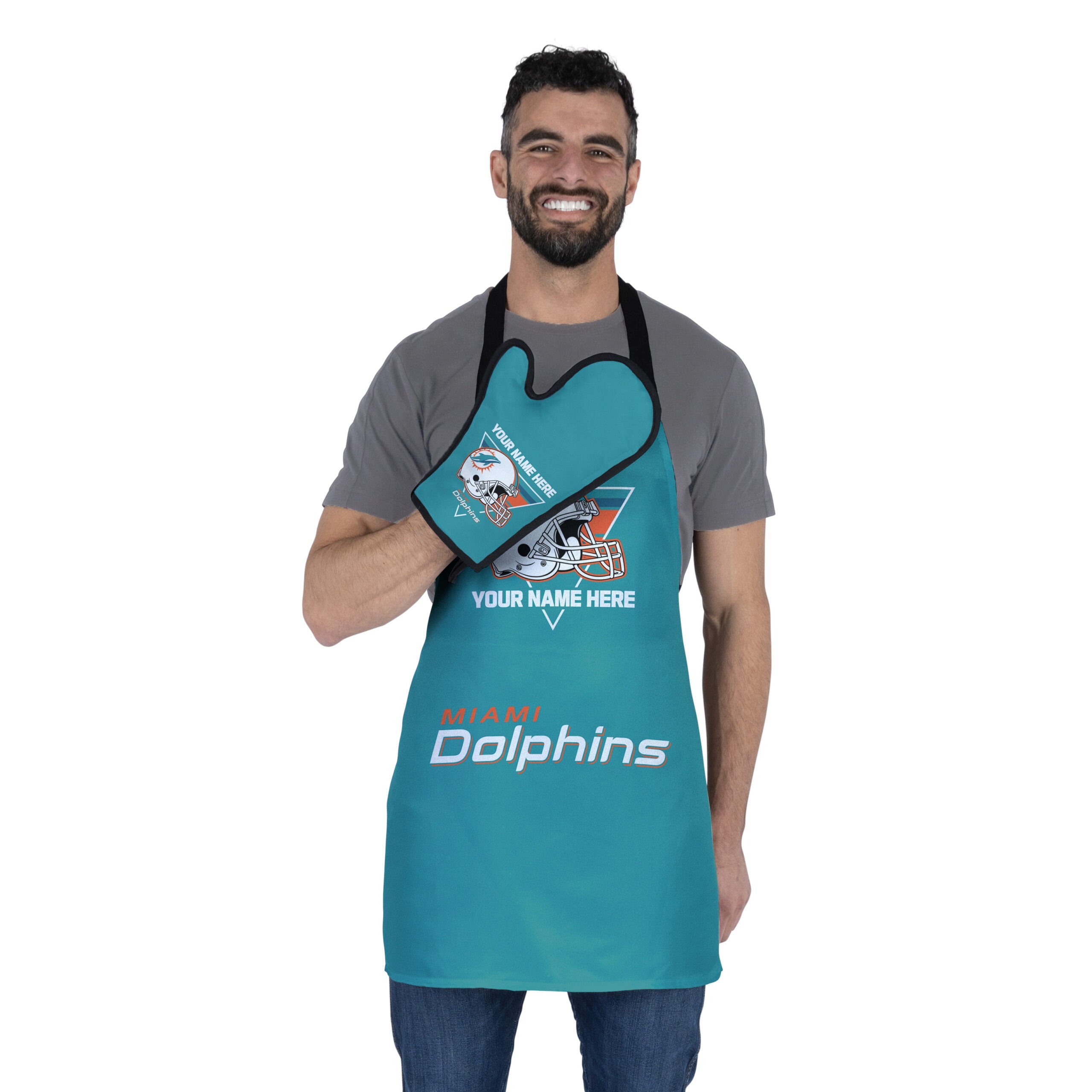 NFL Miami Dolphins Personalized Apron BBQ Mitt Set