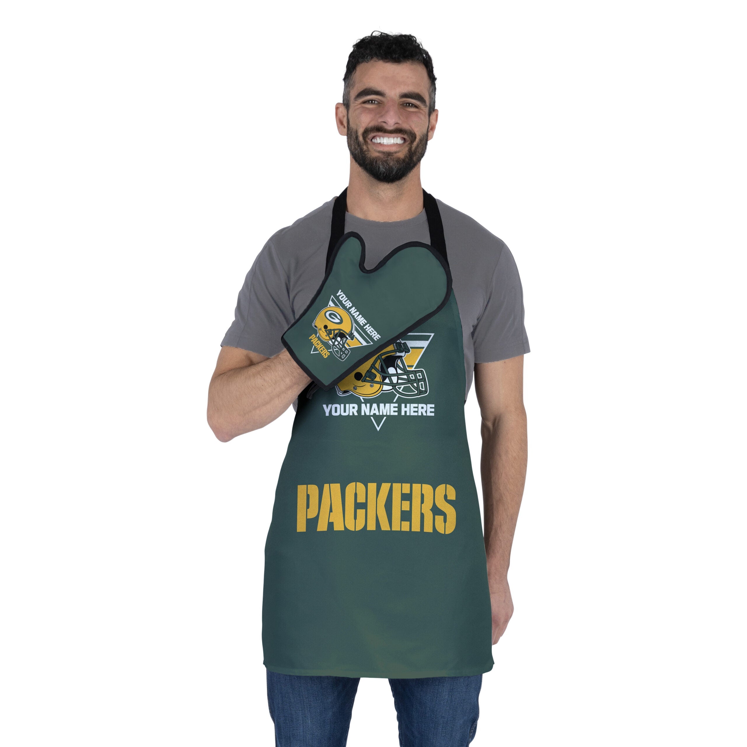 NFL Green Bay Packers Personalized Apron BBQ Mitt Set