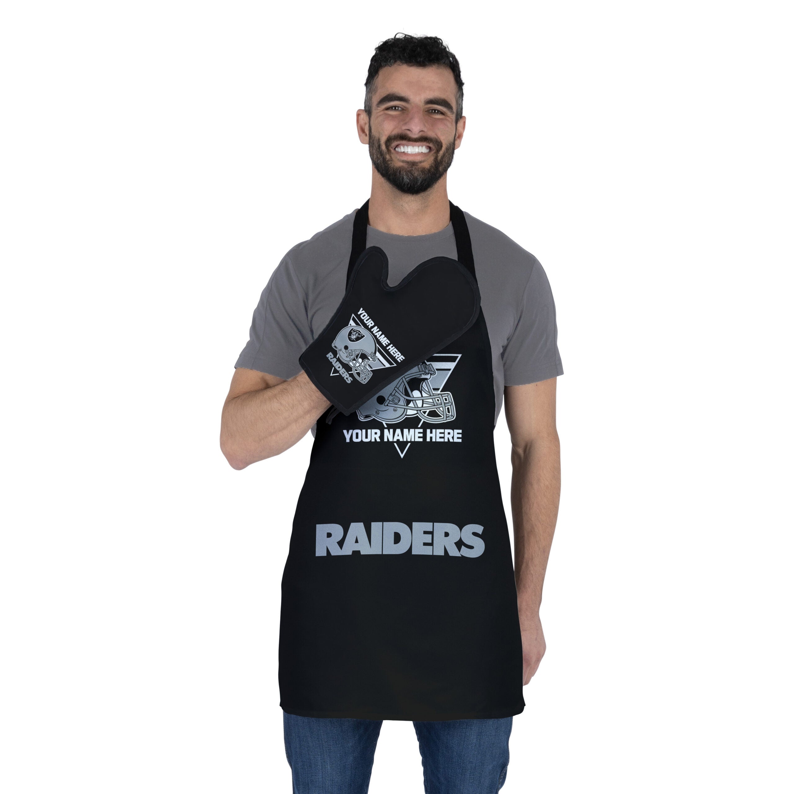 NFL Las Vegas Raiders Personalized Apron BBQ Mitt Set