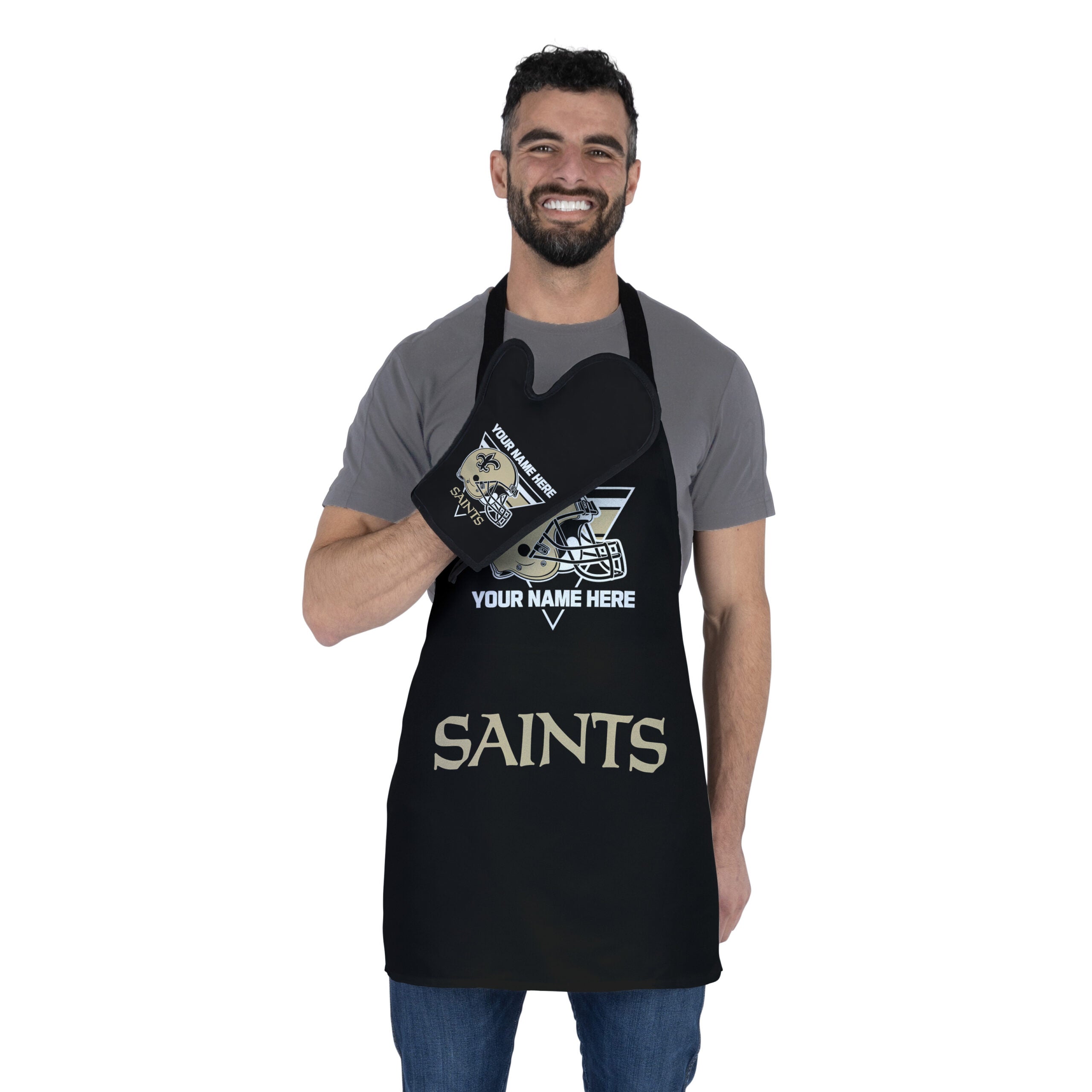 NFL New Orleans Saints Personalized Apron BBQ Mitt Set