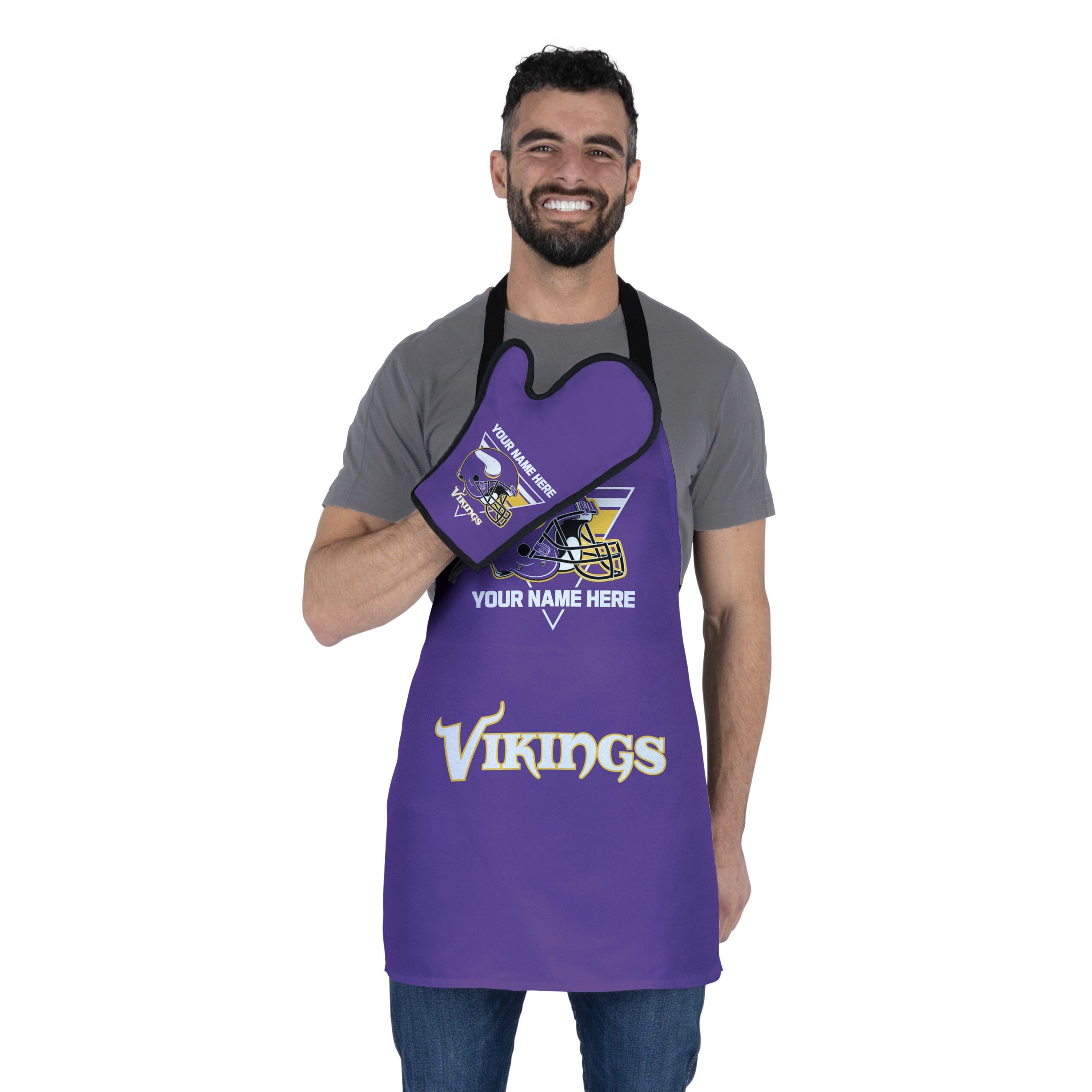 NFL Minnesota Vikings Personalized Apron BBQ Mitt Set