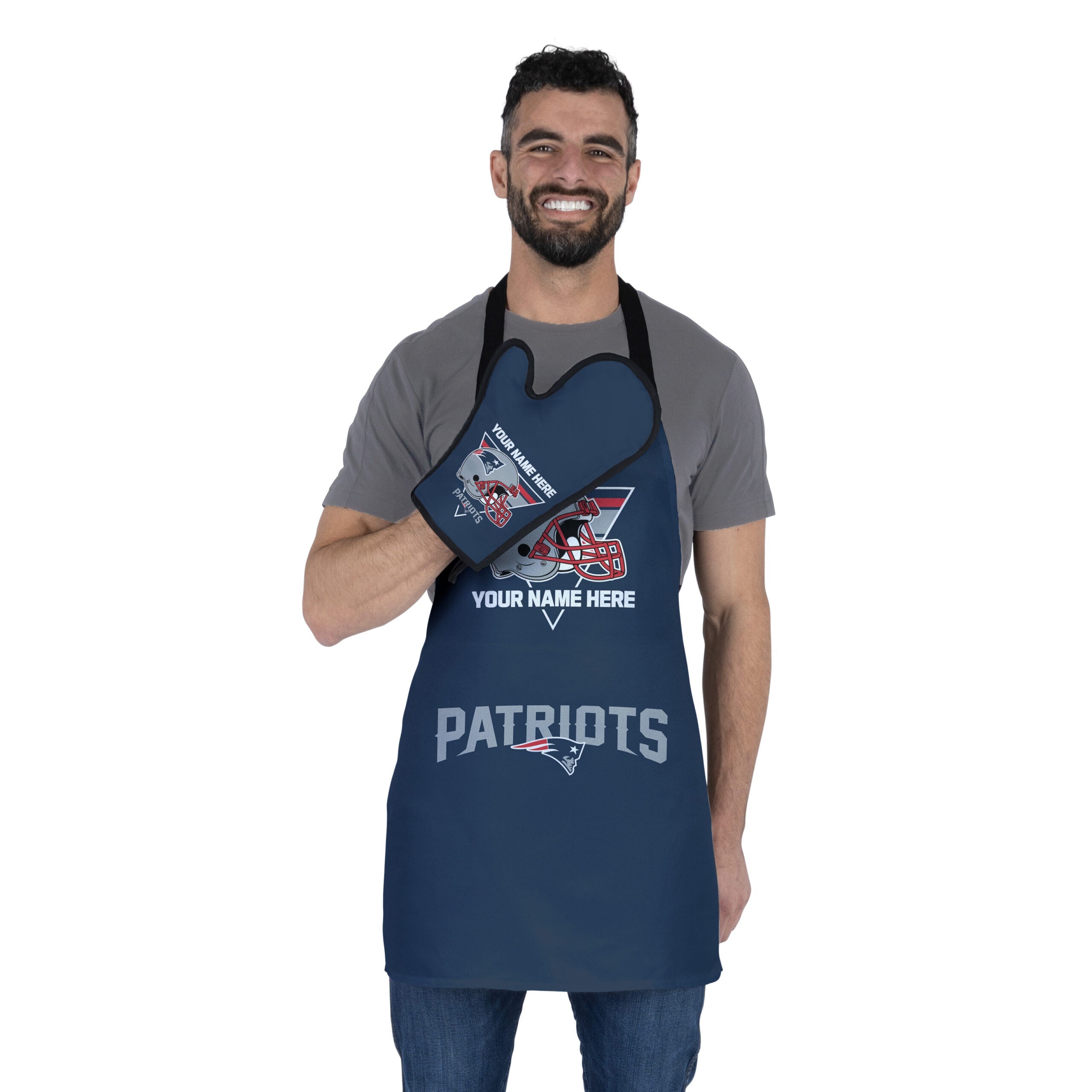 NFL New England Patriots Personalized Apron BBQ Mitt Set