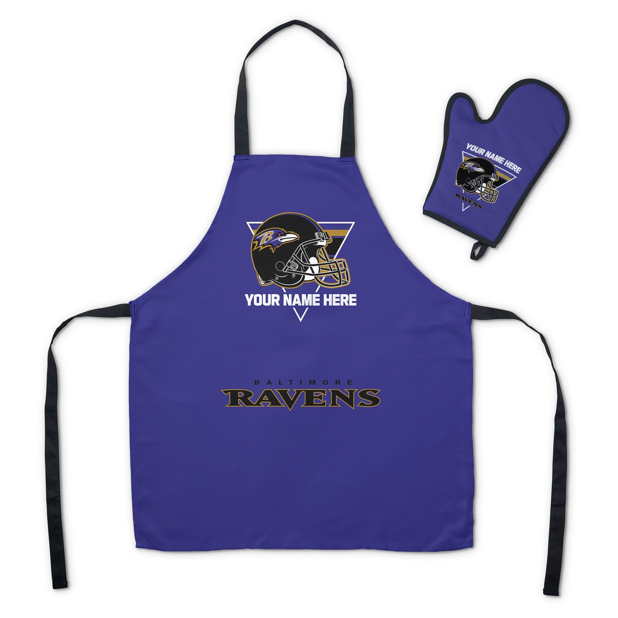 NFL Baltimore Ravens Personalized Apron BBQ Mitt Set