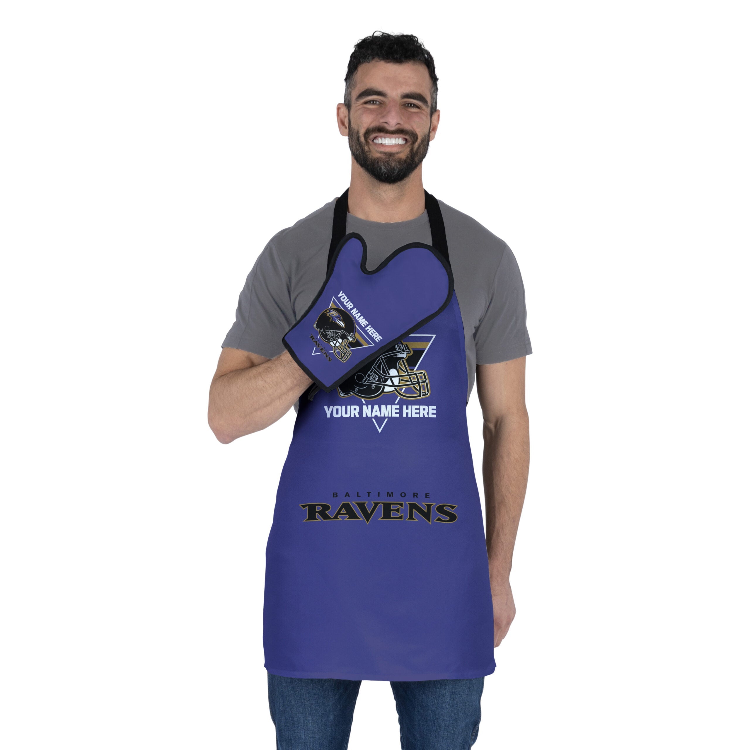 NFL Baltimore Ravens Personalized Apron BBQ Mitt Set