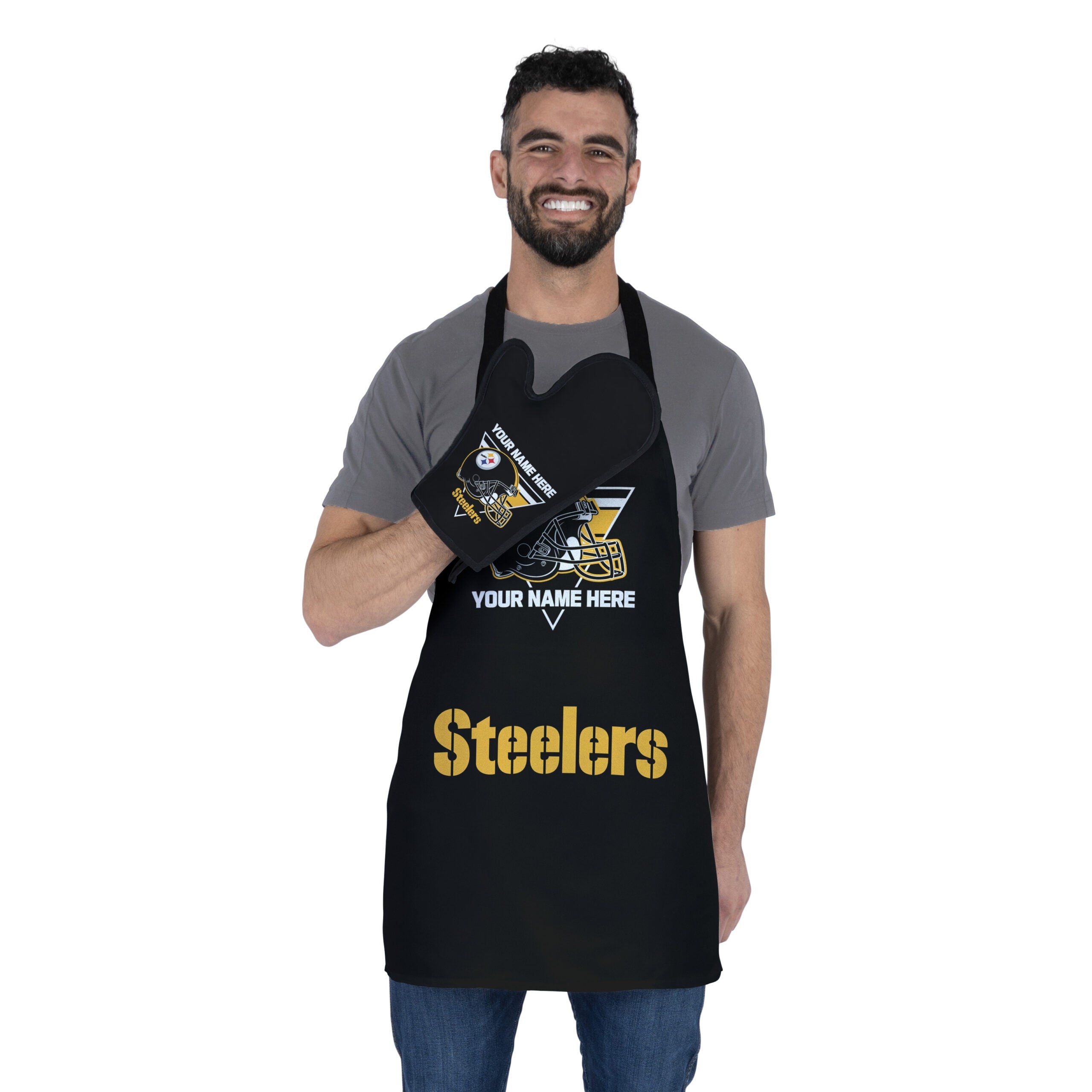 NFL Pittsburgh Steelers Personalized Apron BBQ Mitt Set
