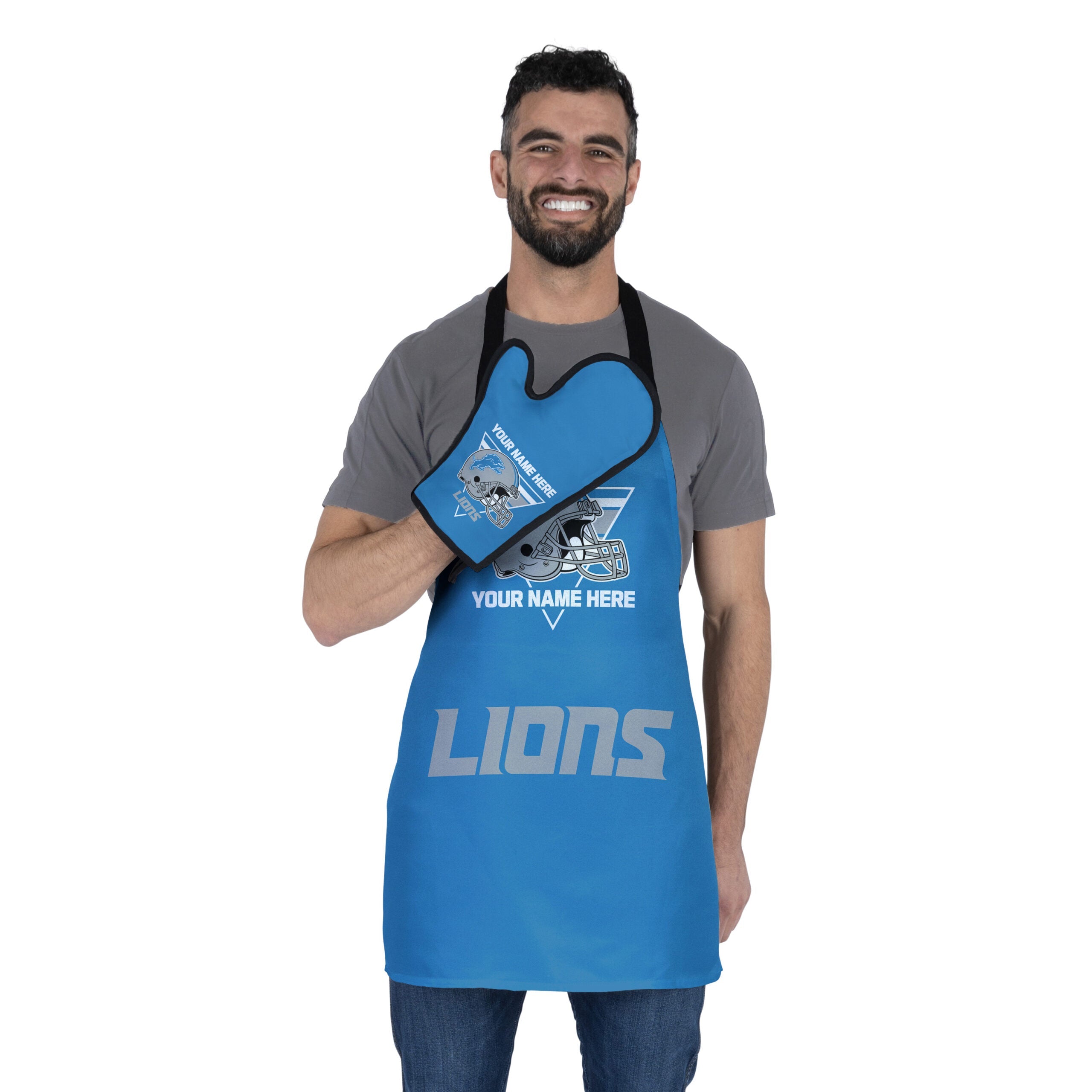 NFL Detroit Lions Personalized Apron BBQ Mitt Set