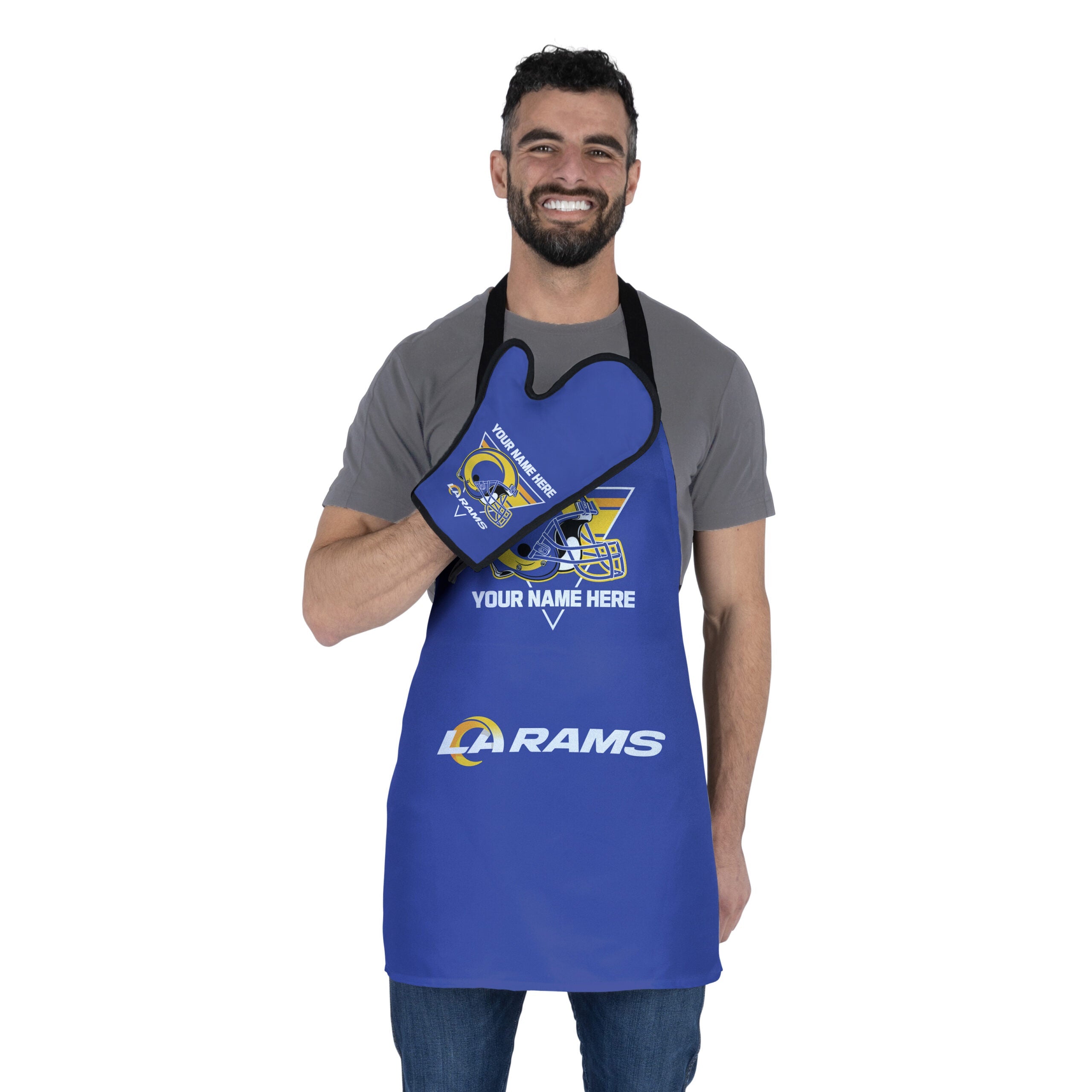 NFL Los Angeles Rams Personalized Apron BBQ Mitt Set