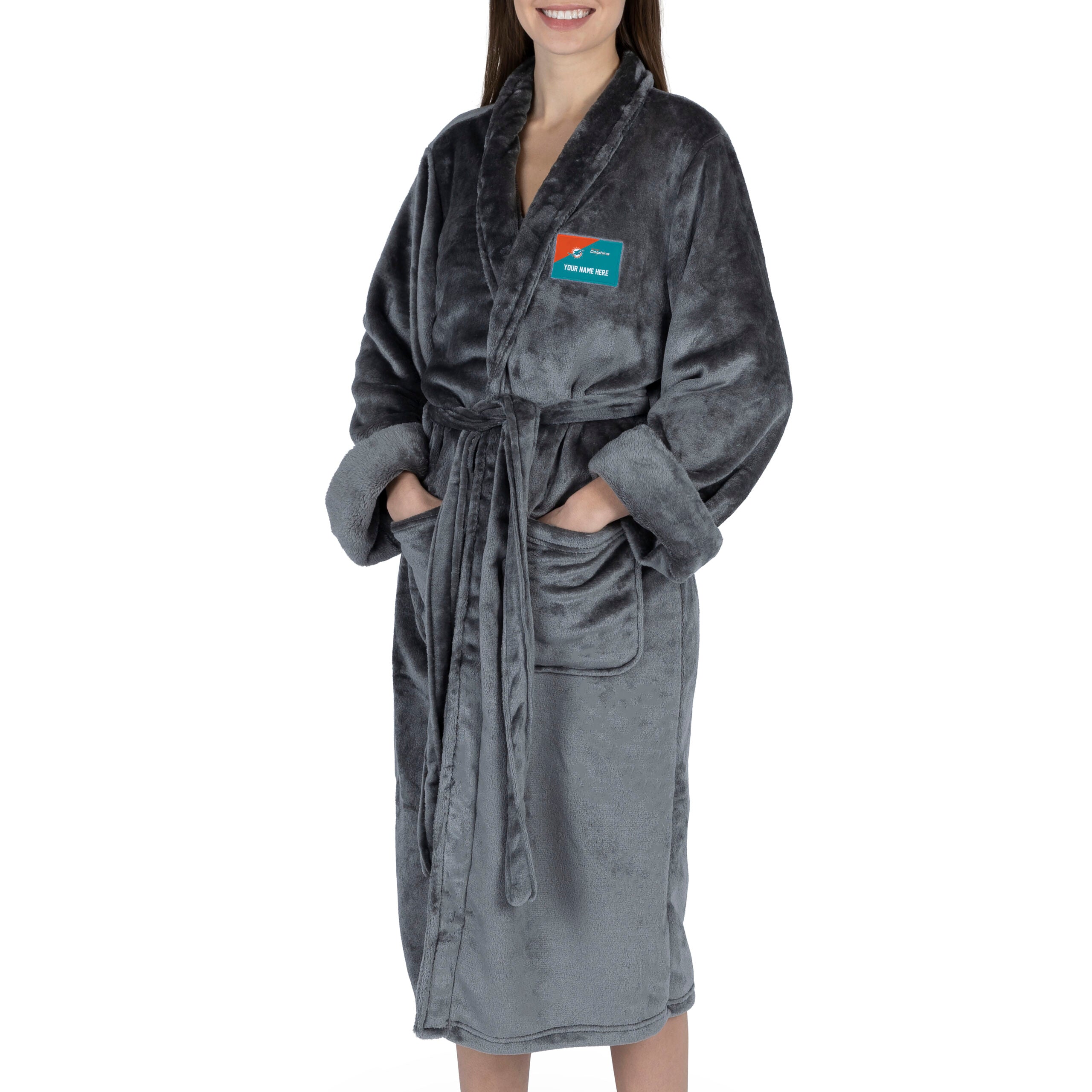 NFL Miami Dolphins Snipe S/M Personalized Silk Touch Robe 25x47 Inches