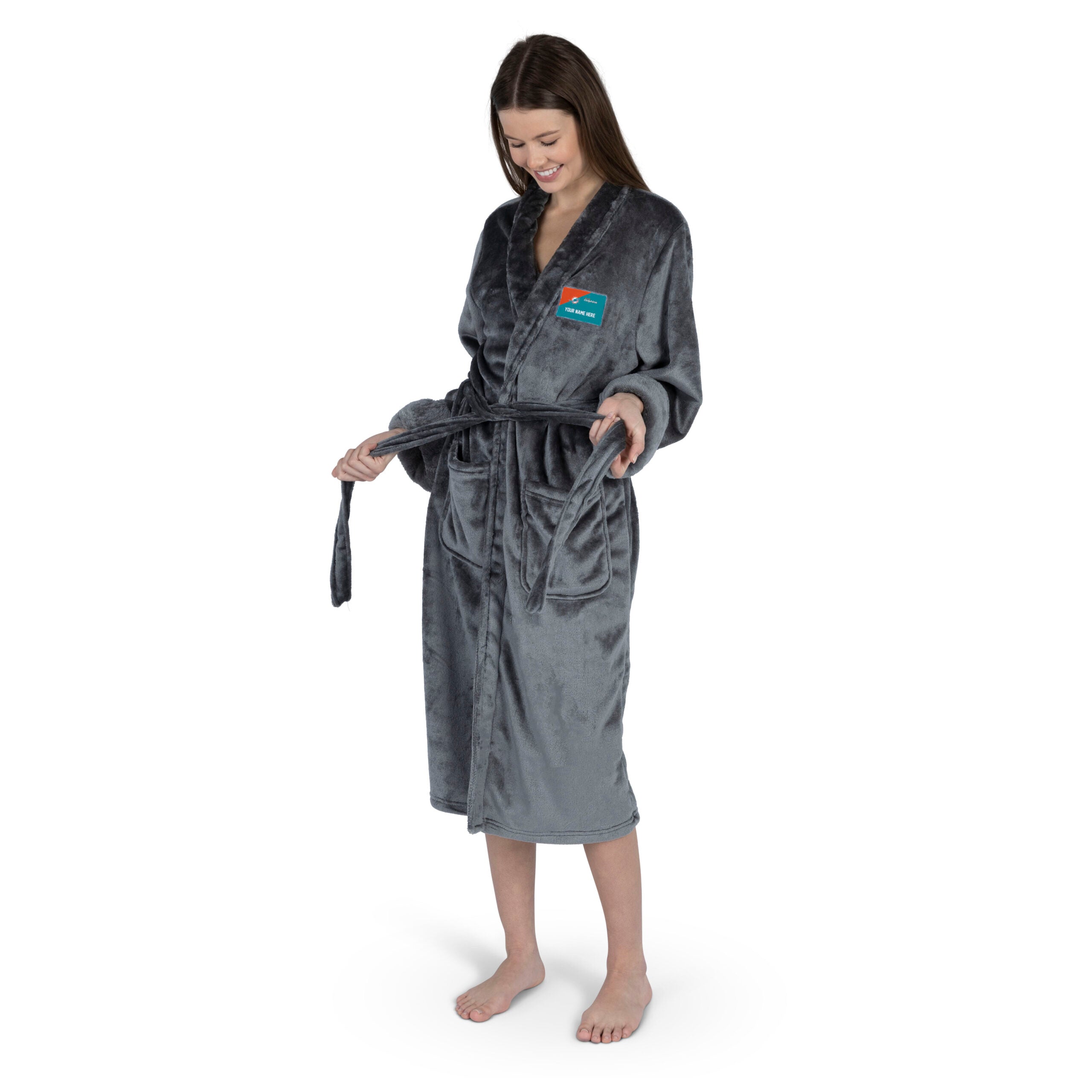 NFL Miami Dolphins Snipe S/M Personalized Silk Touch Robe 25x47 Inches