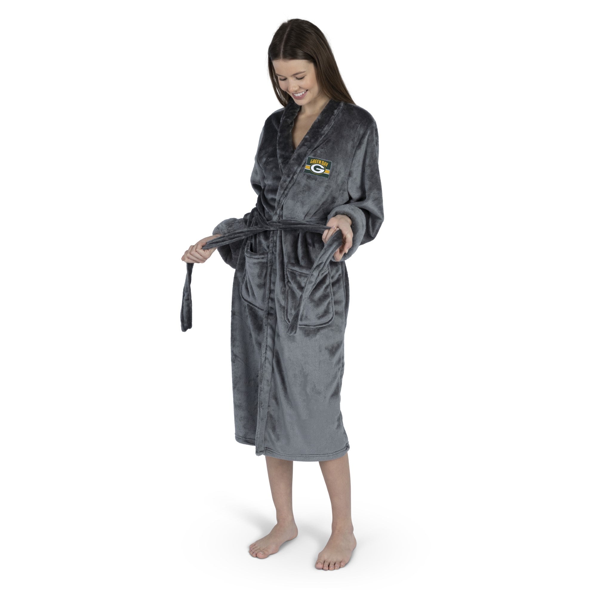 Green Bay Packers NFL Rollout Charcoal S/M Silk Touch Robe
