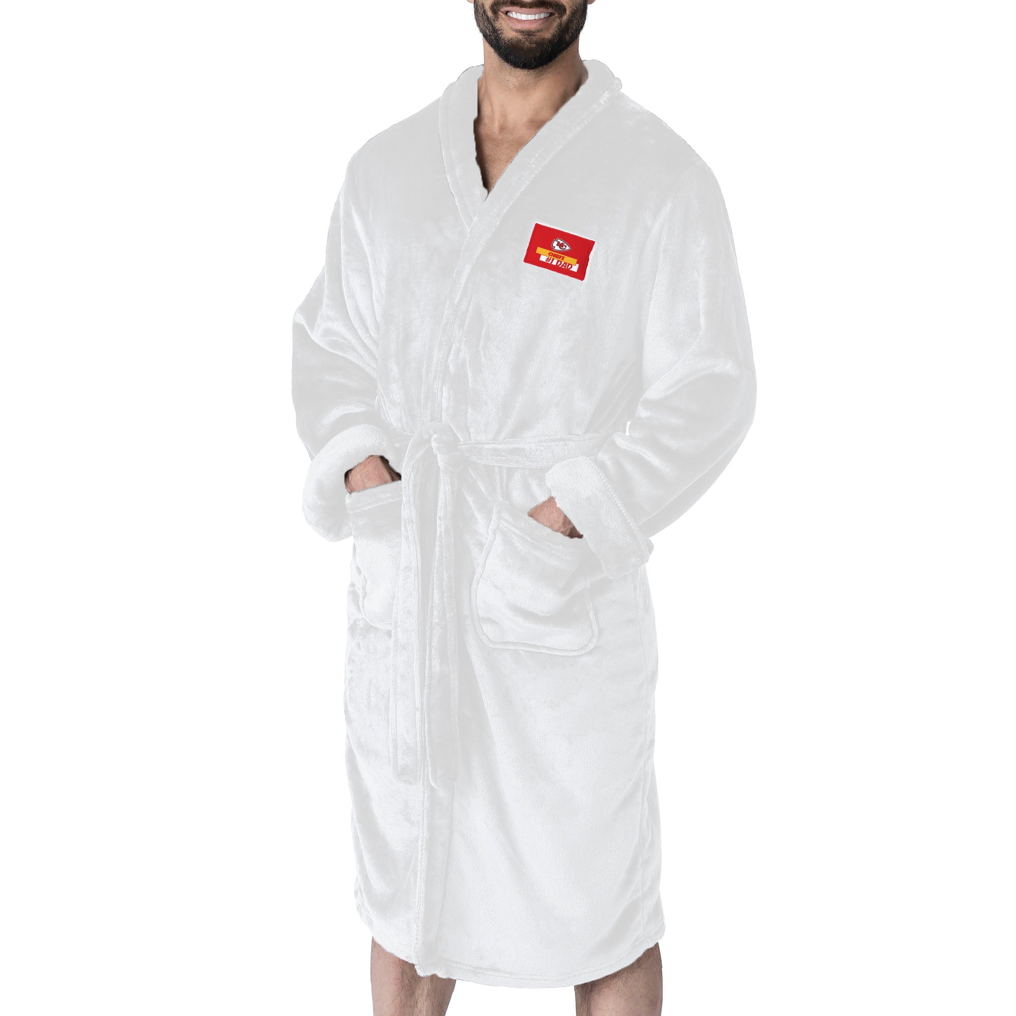 Kansas City Chiefs #1 Dad Silk Touch Robe S/M White