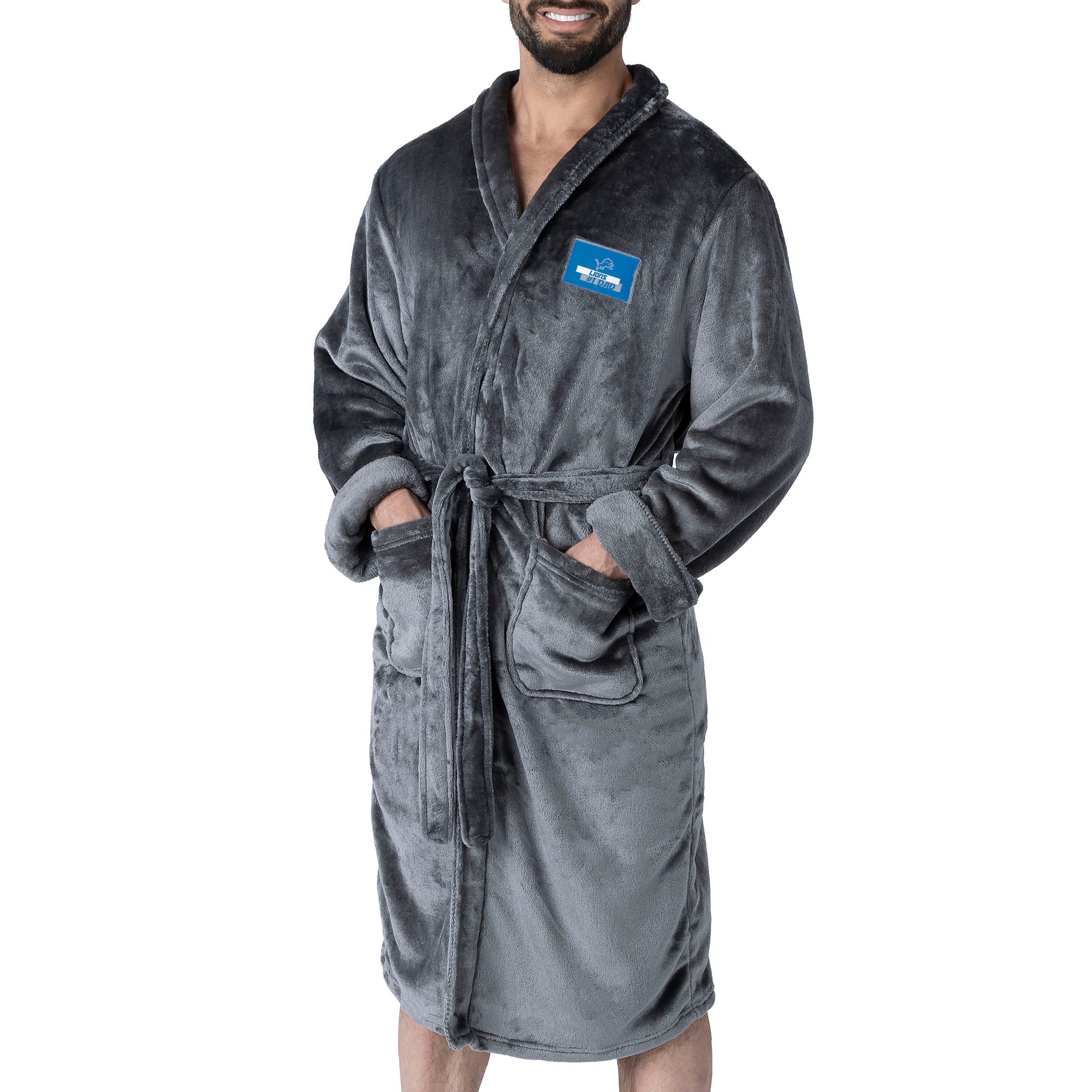 Detroit Lions #1 Dad Silk Touch Robe S/M Grey