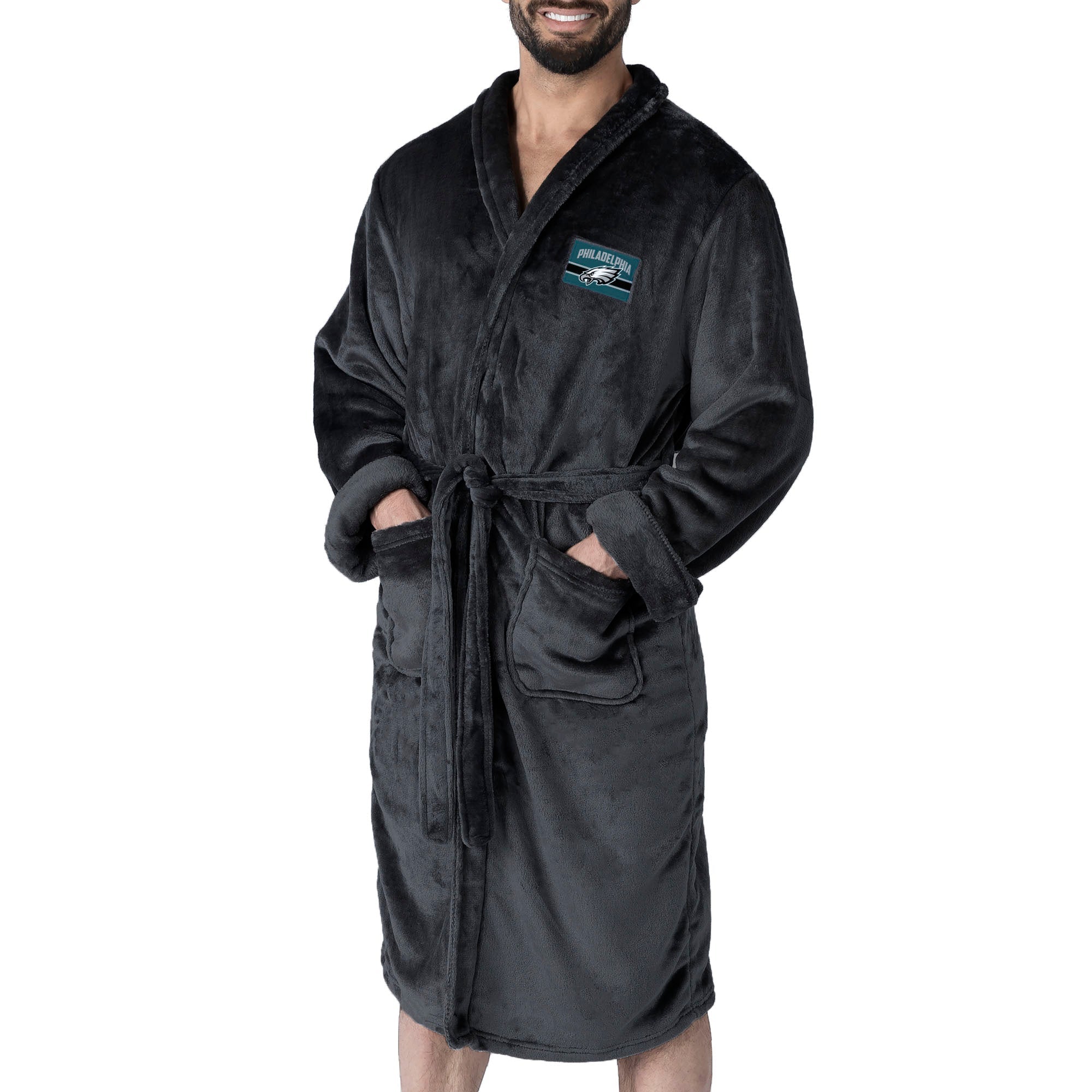 Philadelphia Eagles NFL Rollout Black L/XL Silk Touch Robe