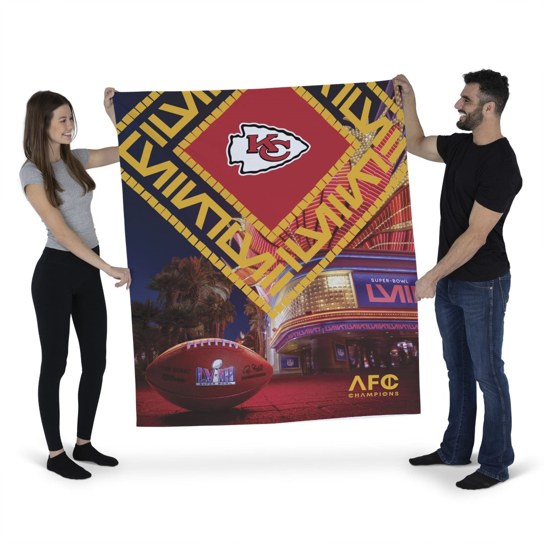 NFL Super Bowl 58 Kansas City Chiefs Arrival Participant Wall Hanging 34 x 40 Inches