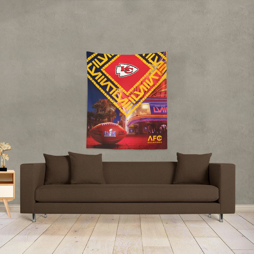 NFL Super Bowl 58 Kansas City Chiefs Arrival Participant Wall Hanging 34 x 40 Inches