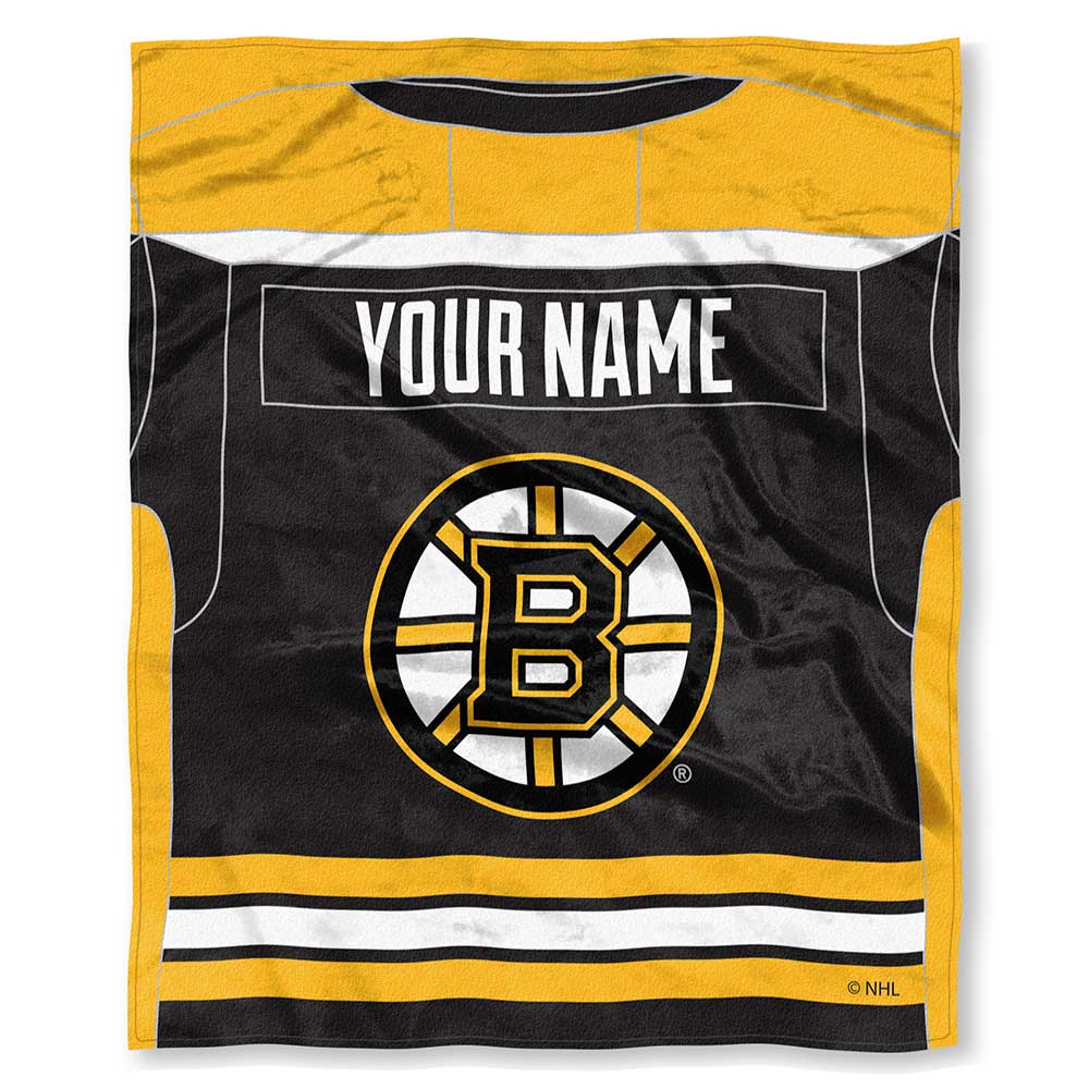 NHL Boston Bruins Jersey Personalized Silk Touch Throw Blanket 50x60 Inches