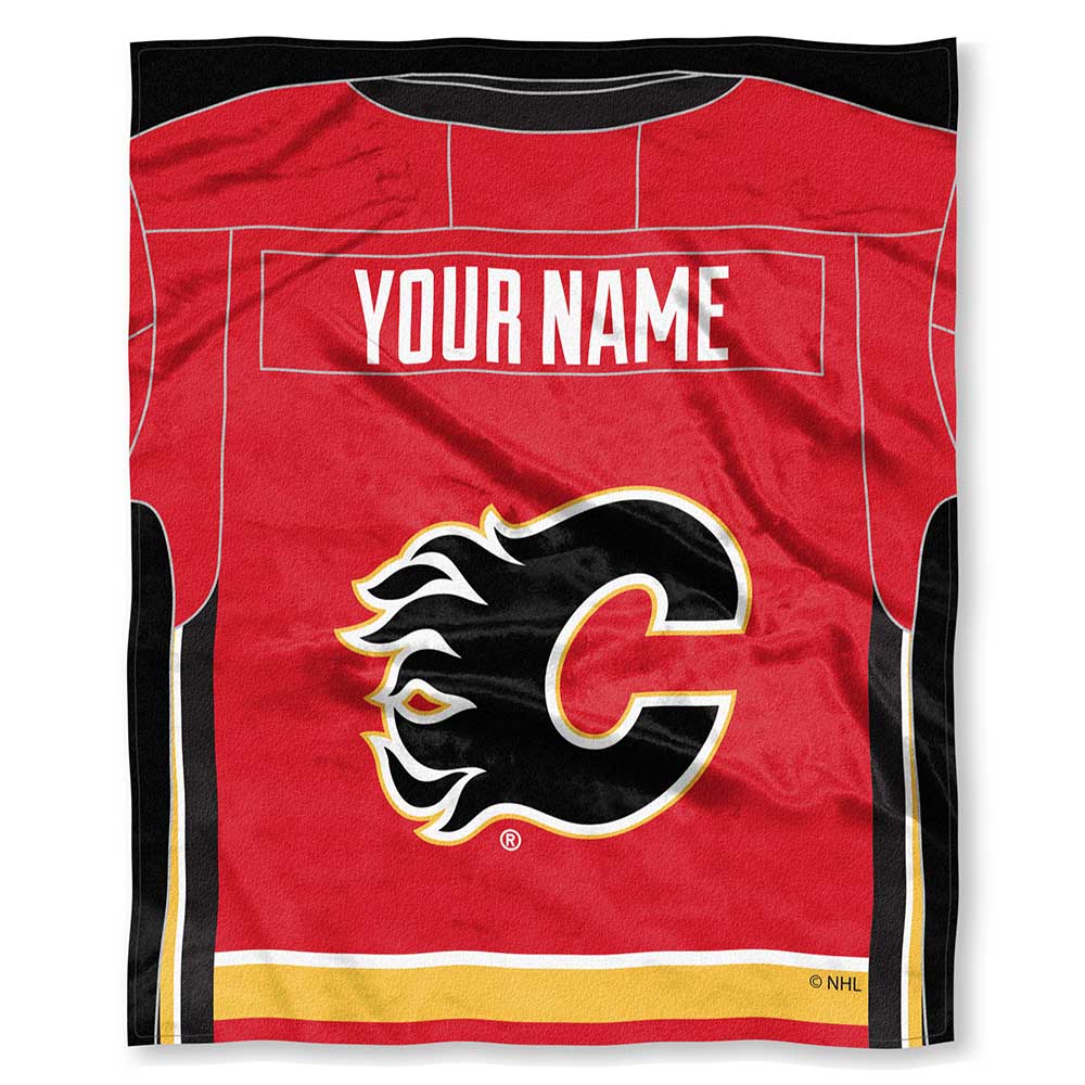 NHL Calgary Flames Jersey Personalized Silk Touch Throw Blanket 50x60 Inches