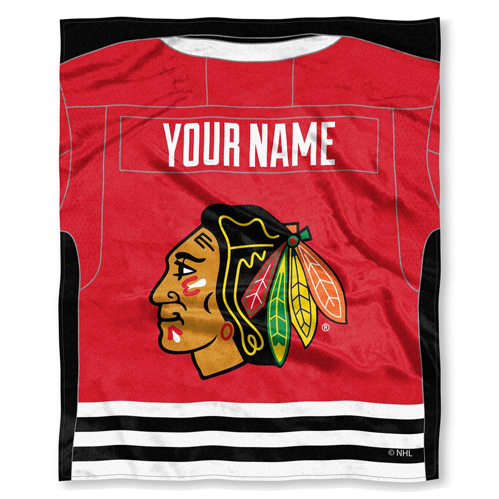 NHL Chicago Blackhawks Jersey Personalized Silk Touch Throw Blanket 50x60 Inches