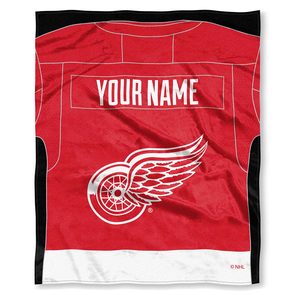 NHL Detroit Red Wings Jersey Personalized Silk Touch Throw Blanket 50x60 Inches