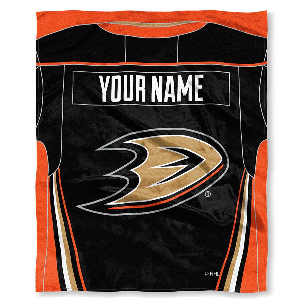 NHL Anaheim Ducks Jersey Personalized Silk Touch Throw Blanket 50x60 Inches