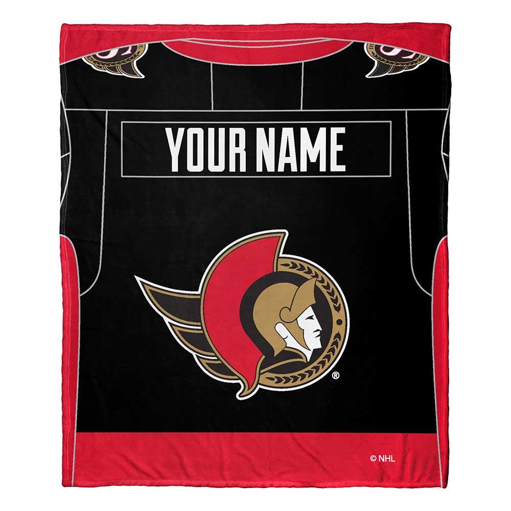 NHL Ottawa Senators Jersey Personalized Silk Touch Throw Blanket 50x60 Inches