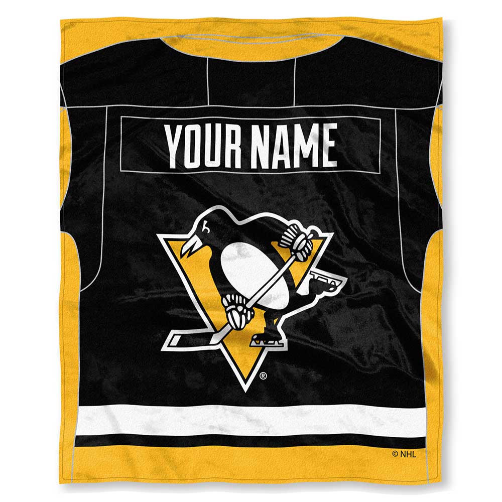 NHL Pittsburgh Penguins Jersey Personalized Silk Touch Throw Blanket 50x60 Inches