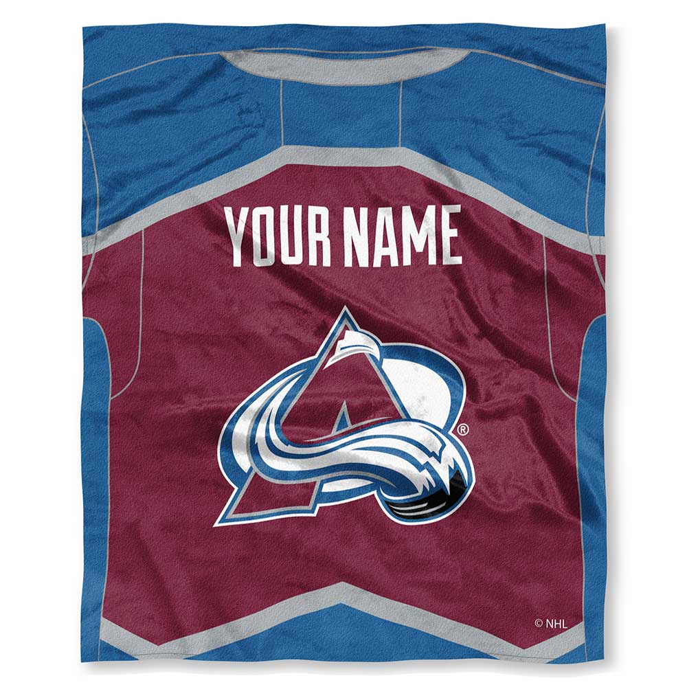NHL Colorado Avalanche Jersey Personalized Silk Touch Throw Blanket 50x60 Inches