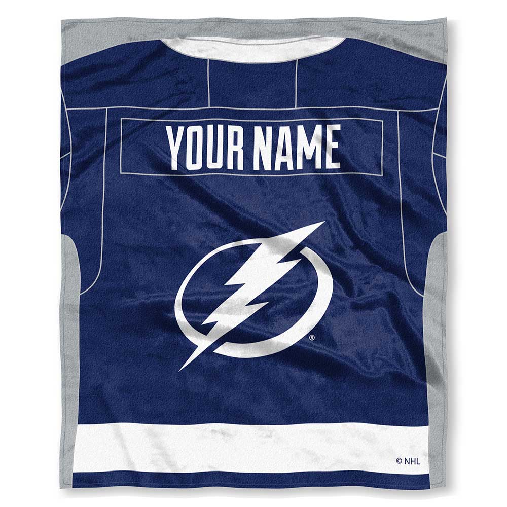 NHL Tampa Bay Lightning Jersey Personalized Silk Touch Throw Blanket 50x60 Inches