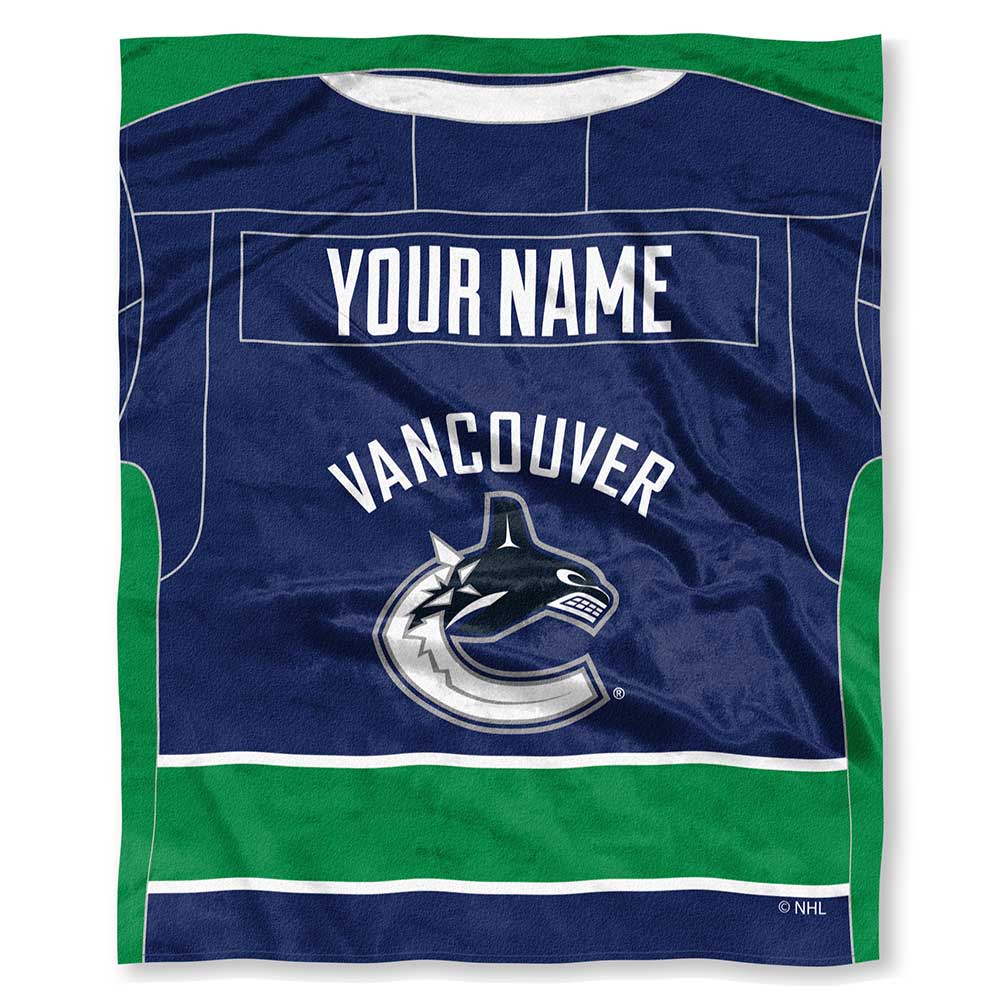 NHL Vancouver Canucks Jersey Personalized Silk Touch Throw Blanket 50x60 Inches