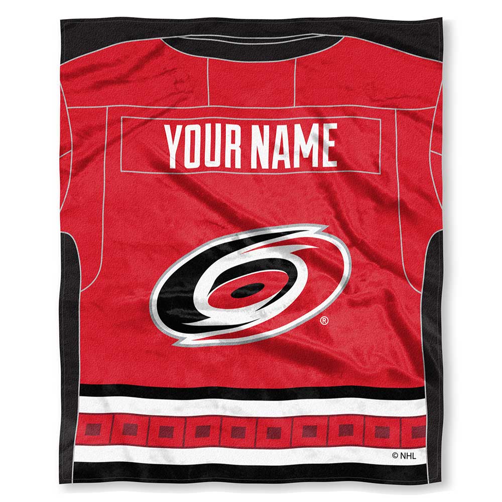 NHL Carolina Hurricanes Jersey Personalized Silk Touch Throw Blanket 50x60 Inches