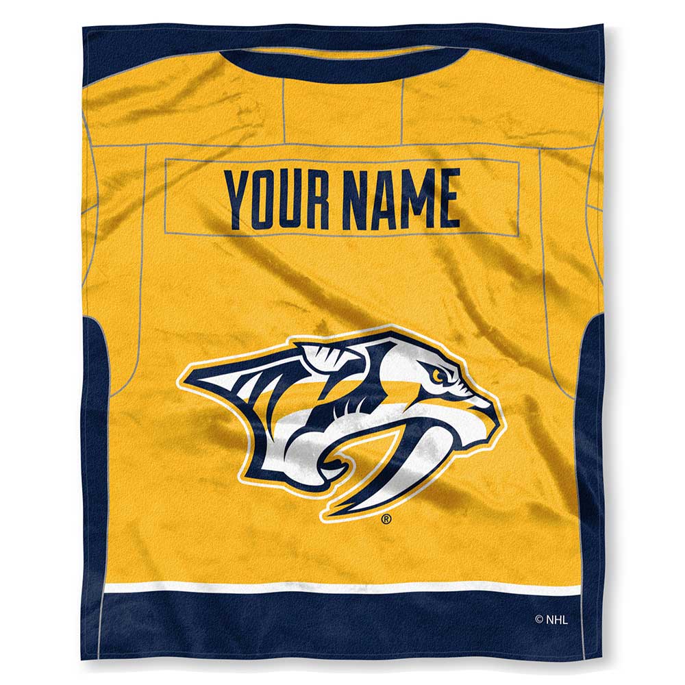 NHL Nashville Predators Jersey Personalized Silk Touch Throw Blanket 50x60 Inches