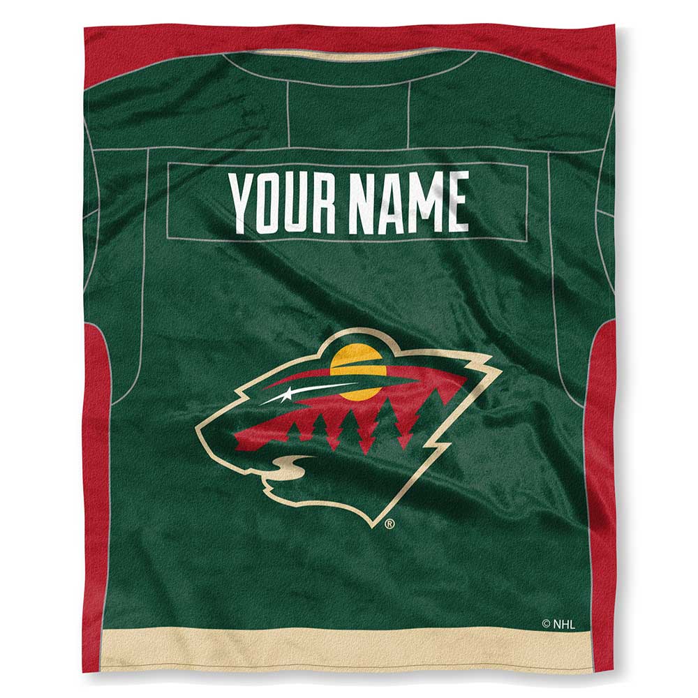 NHL Minnesota Wild Jersey Personalized Silk Touch Throw Blanket 50x60 Inches