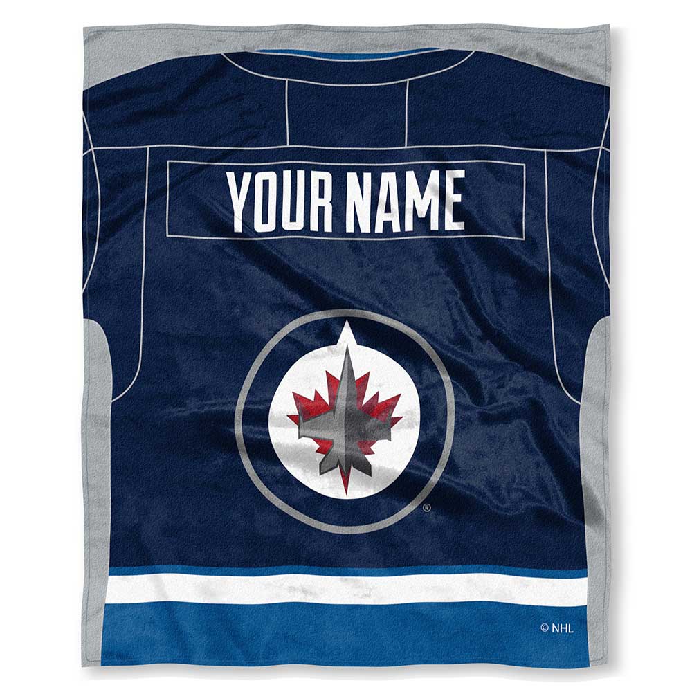 NHL Winnipeg Jets Jersey Personalized Silk Touch Throw Blanket 50x60 Inches