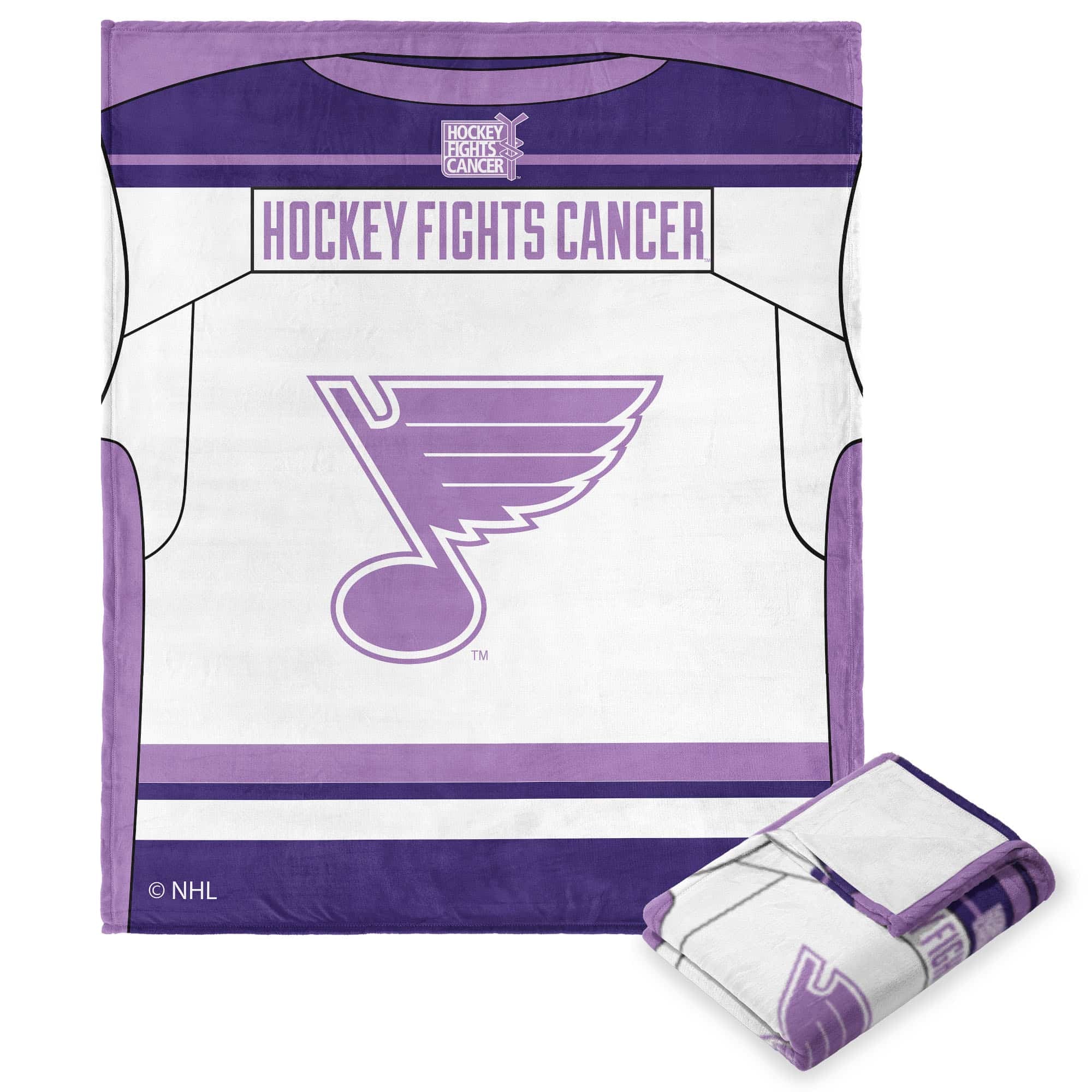 NHL St. Louis Blues Hockey Fights Cancer Jersey Silk Touch Throw Blanket 50x60 Inches