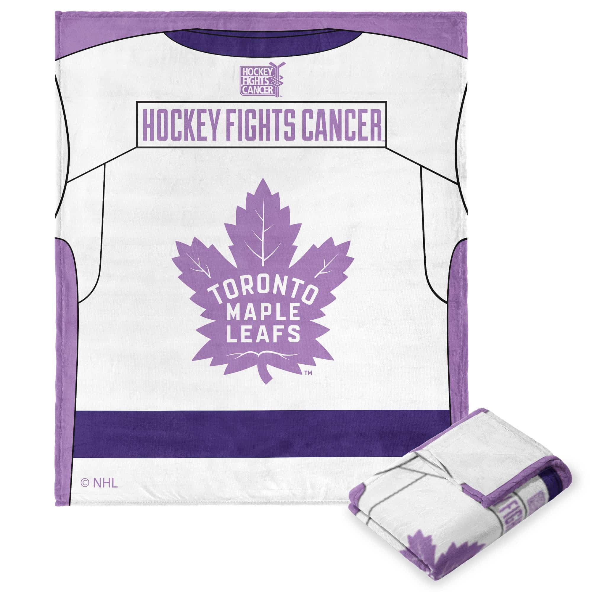 NHL Toronto Maple Leafs Hockey Fights Cancer Jersey Silk Touch Throw Blanket 50x60 Inches
