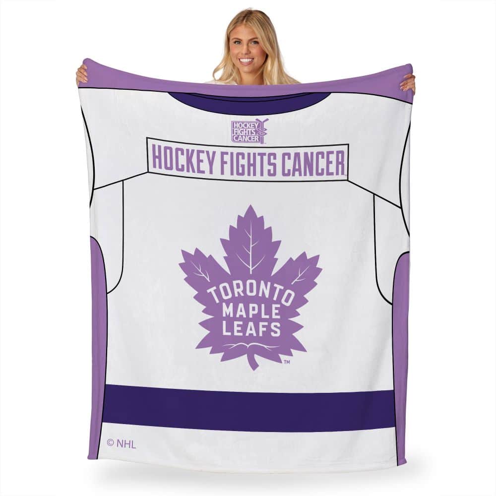NHL Toronto Maple Leafs Hockey Fights Cancer Jersey Silk Touch Throw Blanket 50x60 Inches