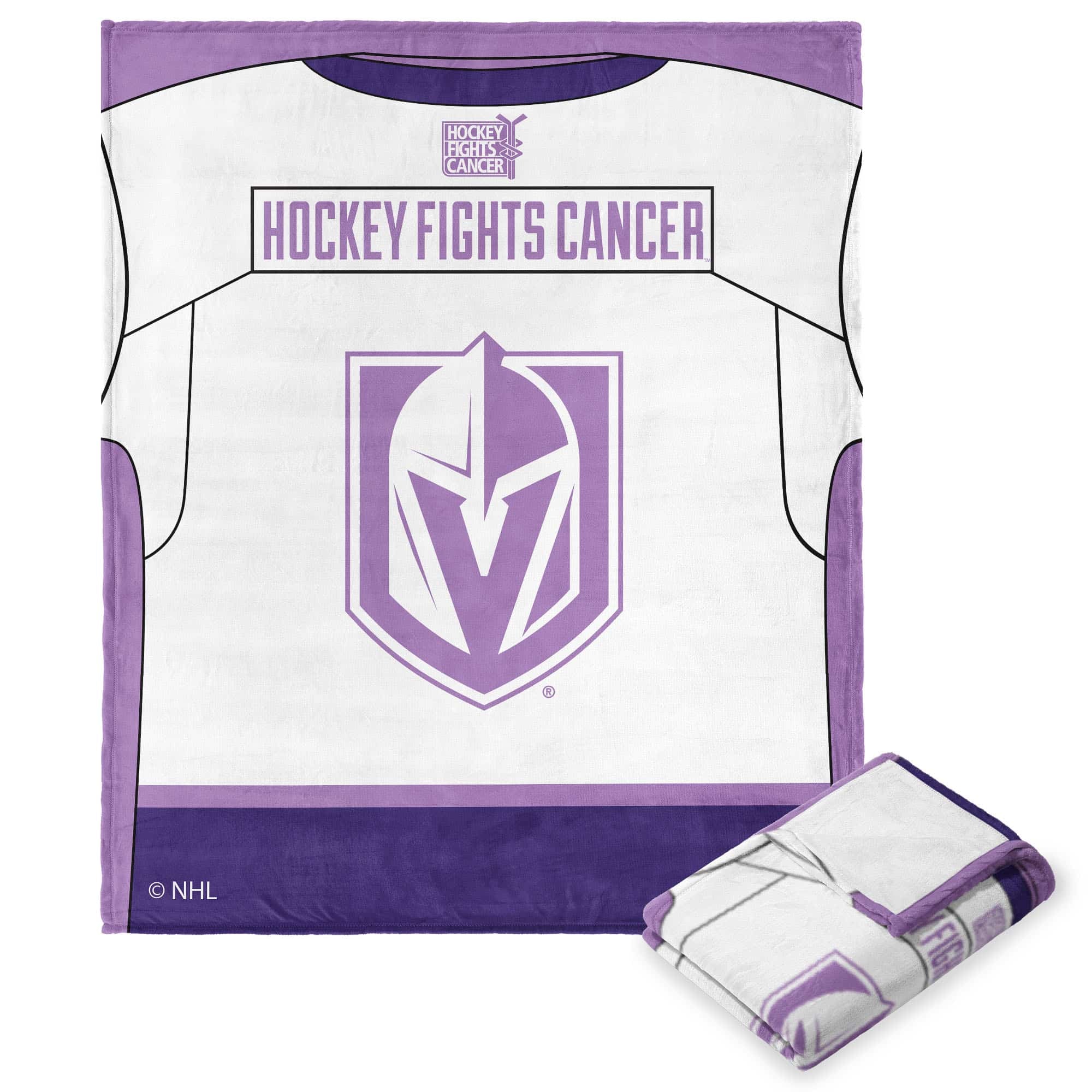 NHL Vegas Golden Knights Hockey Fights Cancer Jersey Silk Touch Throw Blanket 50x60 Inches