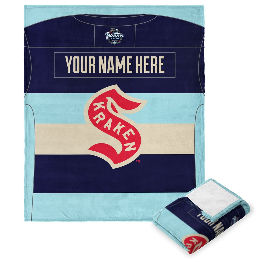 NHL Seattle Kraken Jersey Personalized Silk Touch Throw Blanket 50x60 Inches