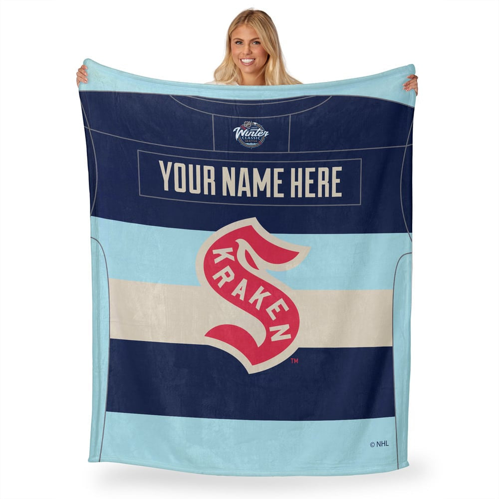 NHL Seattle Kraken Jersey Personalized Silk Touch Throw Blanket 50x60 Inches