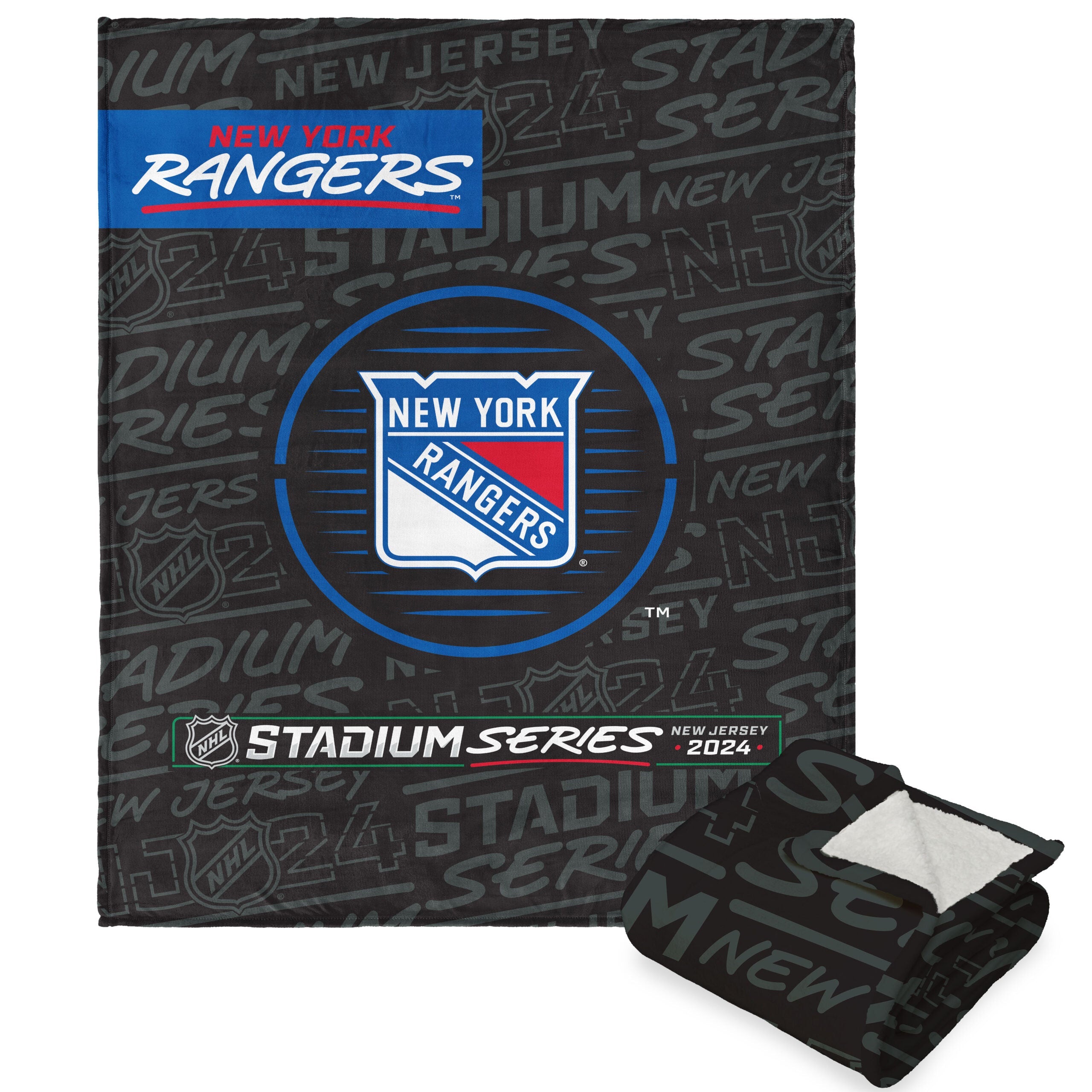 NHL New York Rangers 2024 NHLSS Turnpike Silk Touch Sherpa Throw Blanket 50x60 Inches